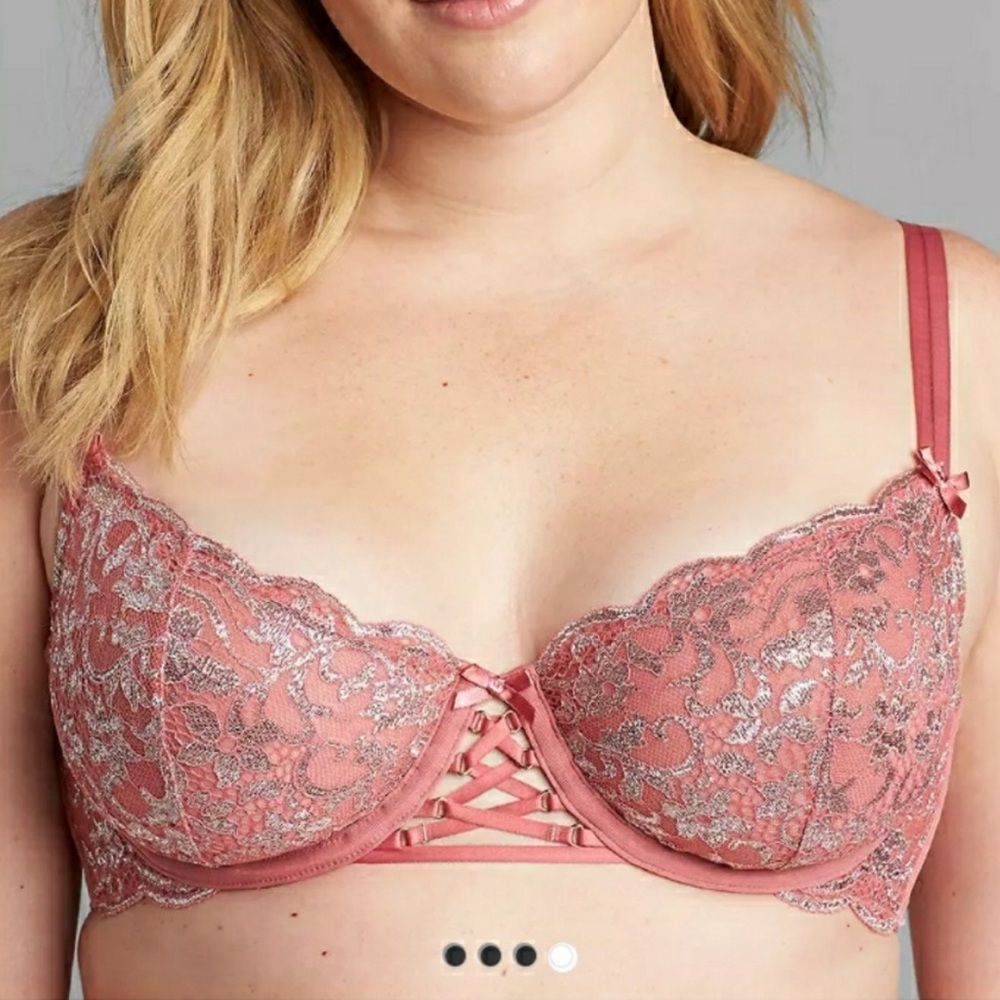 Cacique Metallic Lace Unlined Balconette Bra Size 42DD